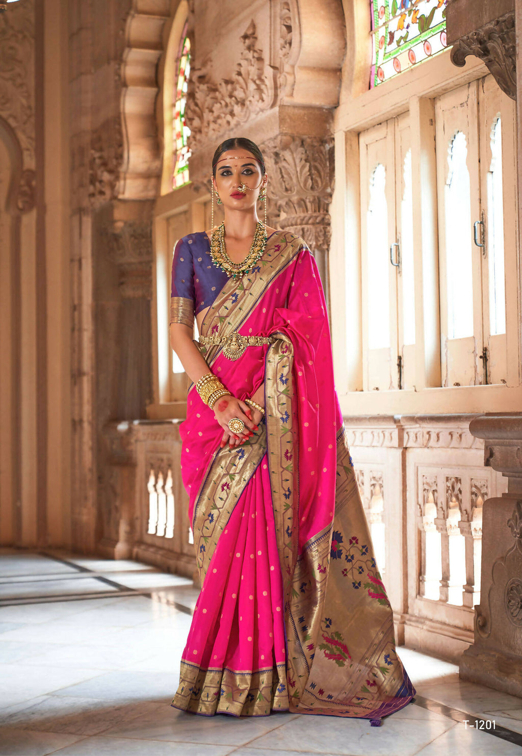 Sasquatch Socks Pink Soft V.P. Silk Magnum Finish, Weaving, Golden Zari Paithani Silk Saree - Rath Kadampalli