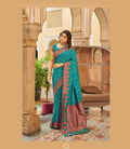 DEIANA'S Beautiful Designer Golden zari Soft Lichi Silk Saree - Sky