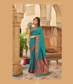 DEIANA'S Beautiful Designer Golden zari Soft Lichi Silk Saree - Sky