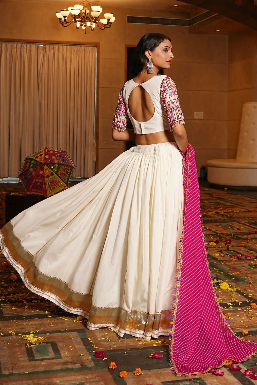 AI Fashion Off White Crepe Designer Navratri Wear Lehenga Choli Collection