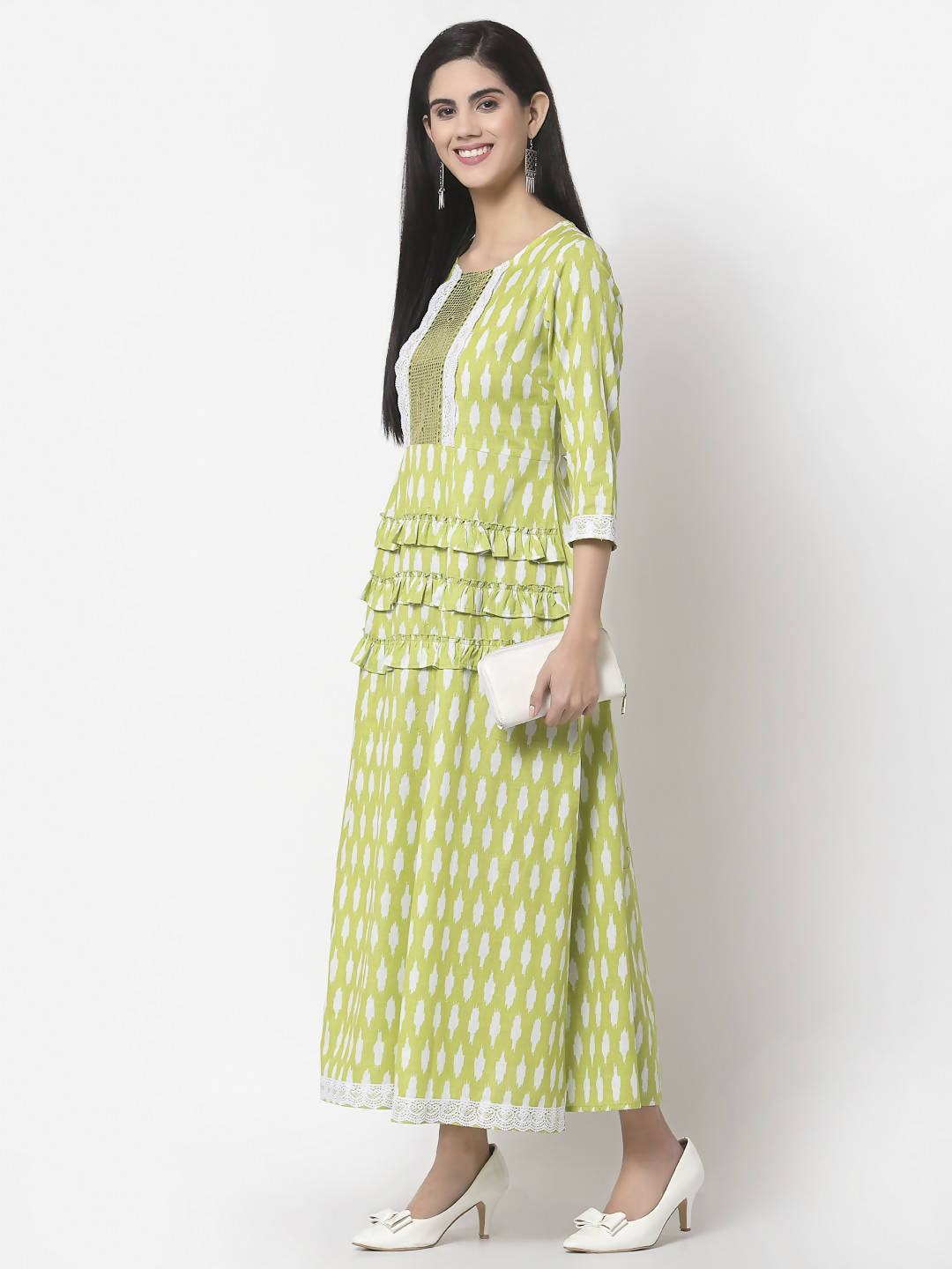 Myshka Women's Pure Cotton Printed 3/4 Sleeve Dress