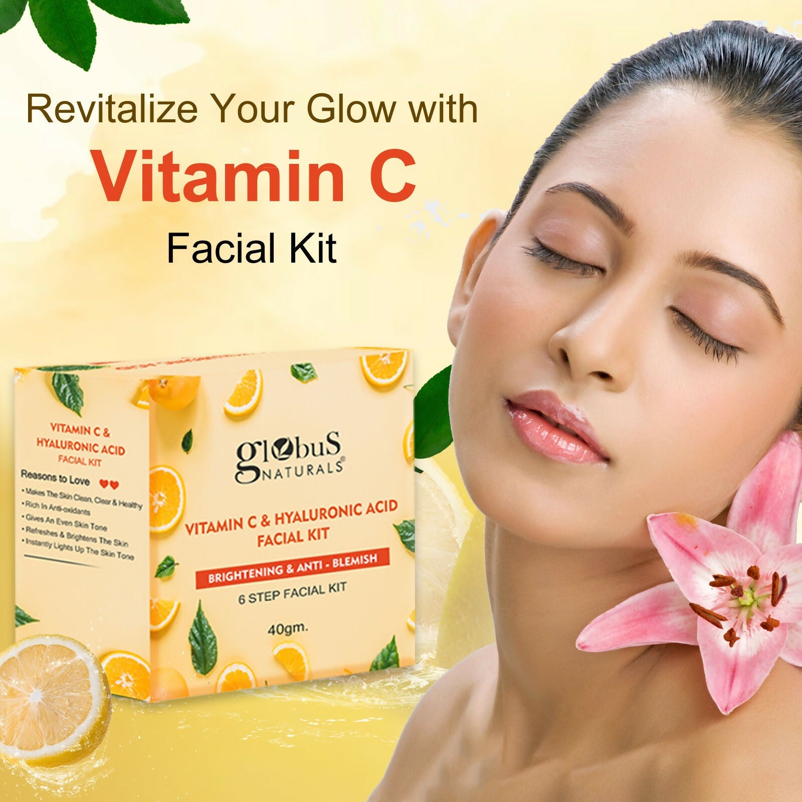 Globus Naturals Vitamin C & Hyaluronic Acid Facial Kit - Distacart
