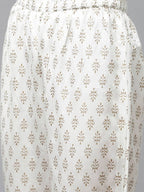 Yufta Women Teal Blue & Off-White Printed Kurta with Trouser & Dupatta