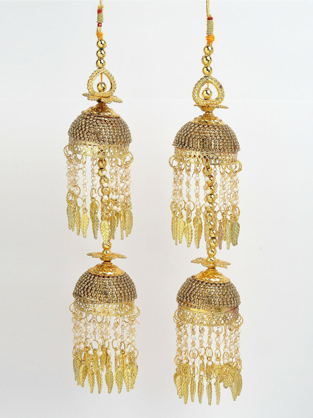 NVR Women's Pack Of 2 Gold-Polished Stone Studded Bridal Layered Kaleera Sets - Distacart