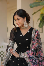 Joban Fashion Black Georgette Sequence Embroidery Work Kurta Set - Distacart
