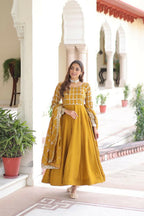 Joban Fashion Yellow Kurta Set Silk Sequins , Zari, Coding & Thread Embroidered work - Distacart