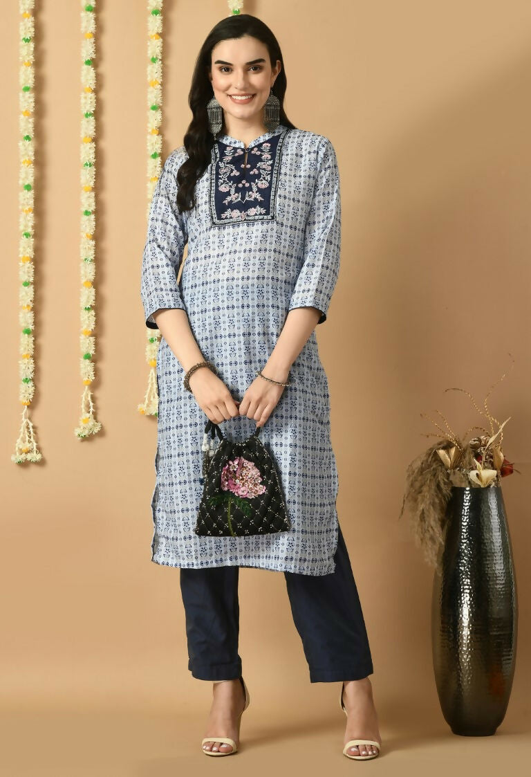Joban Fashion Blue Maslin Kurta Set