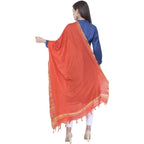A R SILK Orange Color Golden border Cotton Dupattas & Chunnis