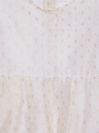 Ahalyaa Off White Chanderi Anarkali Kids Kurta With Dupatta For Girls