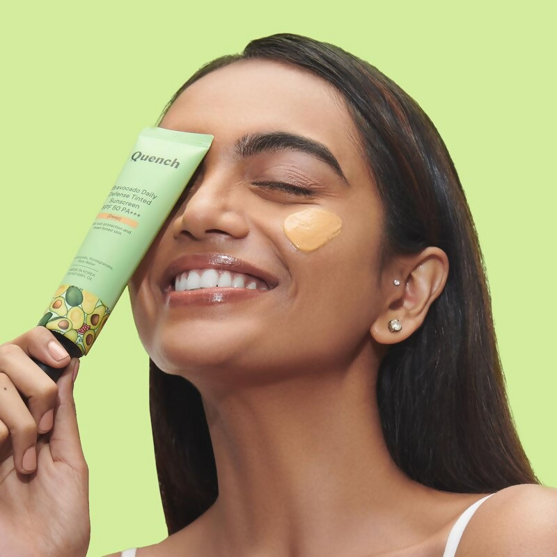 Quench Vitamin E Tinted SPF 50 Sunscreen PA+++ with both Mineral & Chemical Actives (Deep)