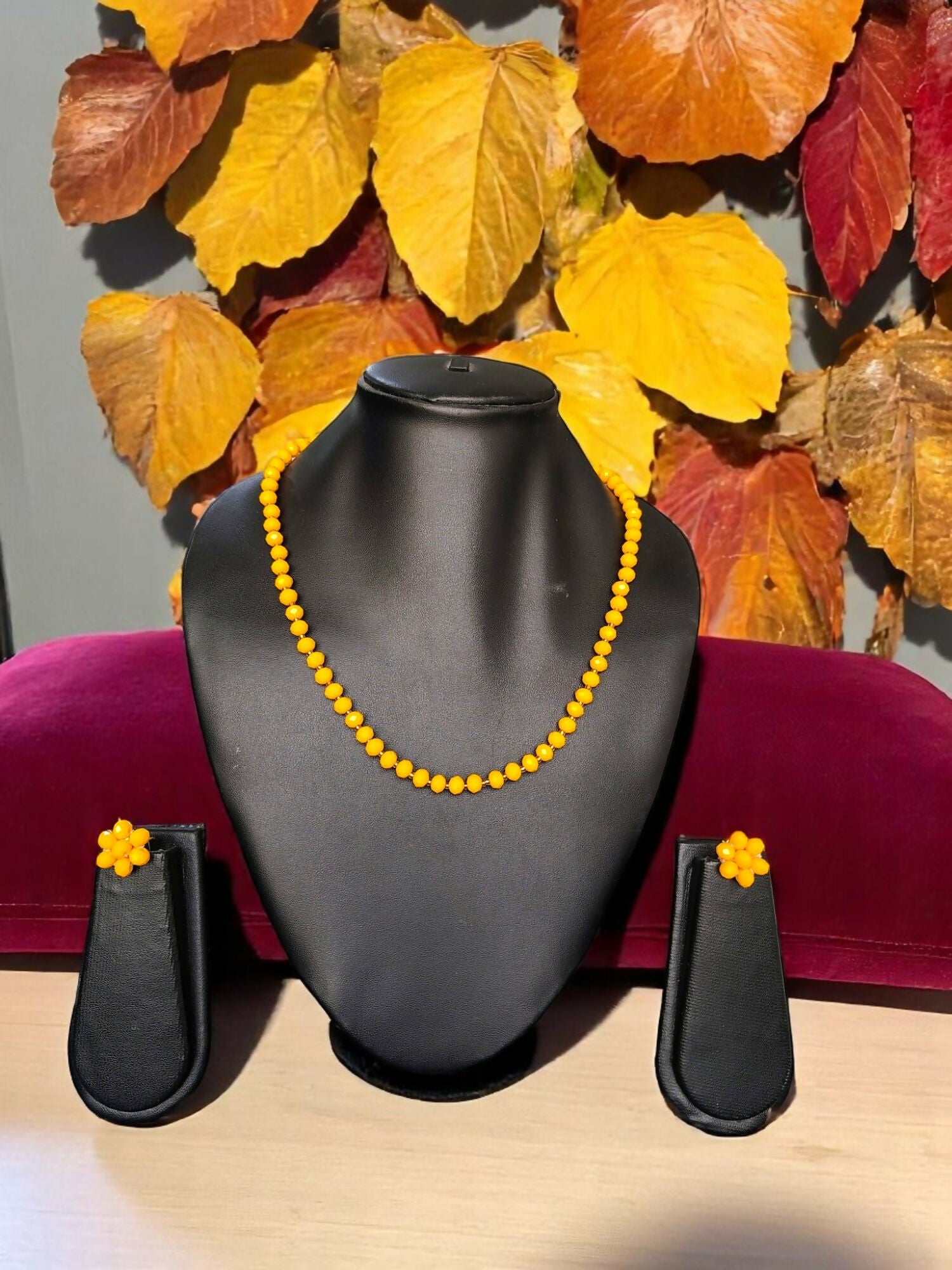 Inhanns Crystal Bloom – Single Line Necklace + Studs - Yellow