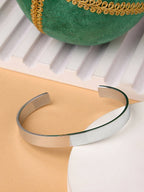 NVR Men Silver Stainless Steel Cuff Bracelet - Distacart