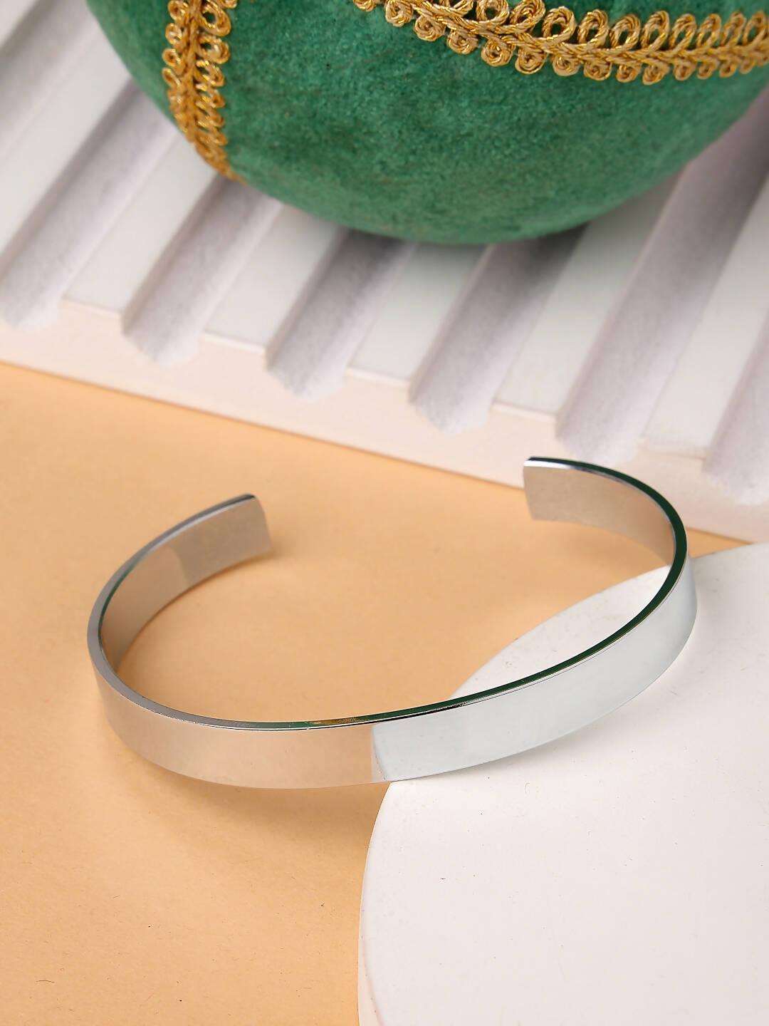 NVR Men Silver Stainless Steel Cuff Bracelet - Distacart