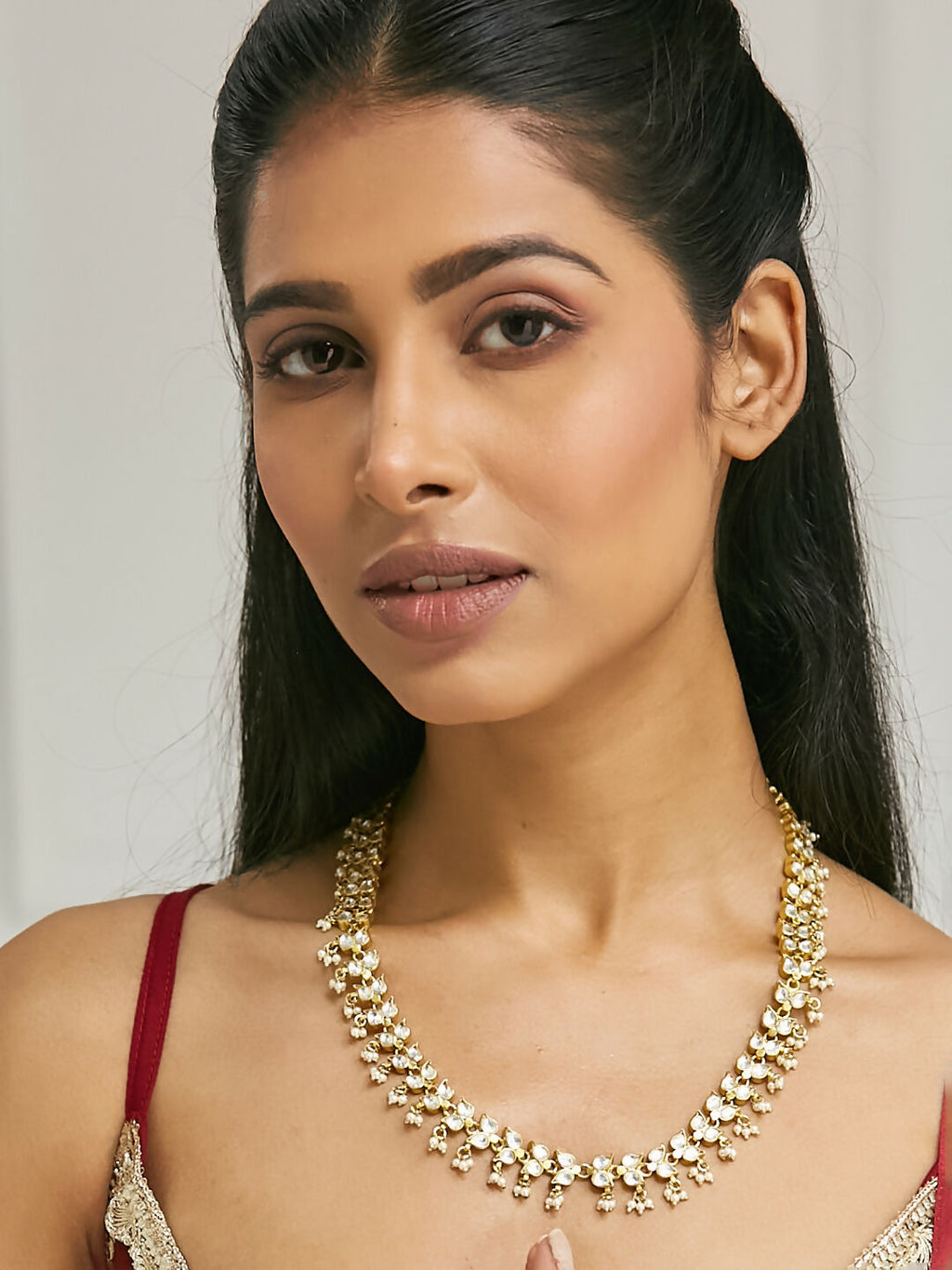 Nuyug 22K Gold-Plated Kundan & Pearl Studded Matha Patti Head Jewellery