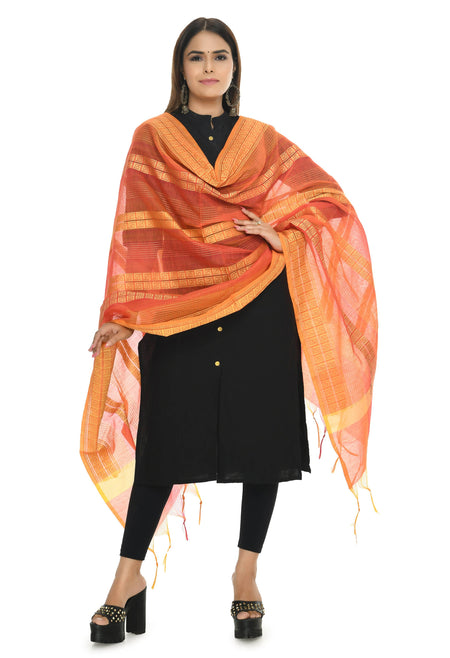 Mominos Fashion Moeza Handloom Cotton Orange Tone Dupatta
