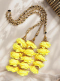 Ruby Raang Gold Gota Pati Work And Yellow Rosses With Black Thread & Golden Stones - Distacart