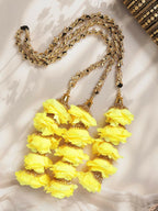 Ruby Raang Gold Gota Pati Work And Yellow Rosses With Black Thread & Golden Stones - Distacart