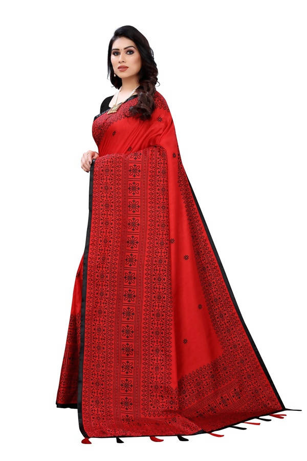 Vamika Red Sana Silk Printed Saree (Nihal Red)