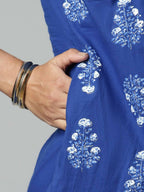 Ahalyaa Womens Beautiful Royal Blue Pure Cotton Printed Kurtas - Distacart