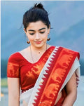 DEIANA'S Beautiful Designer Golden zari Soft Lichi Silk Saree - White