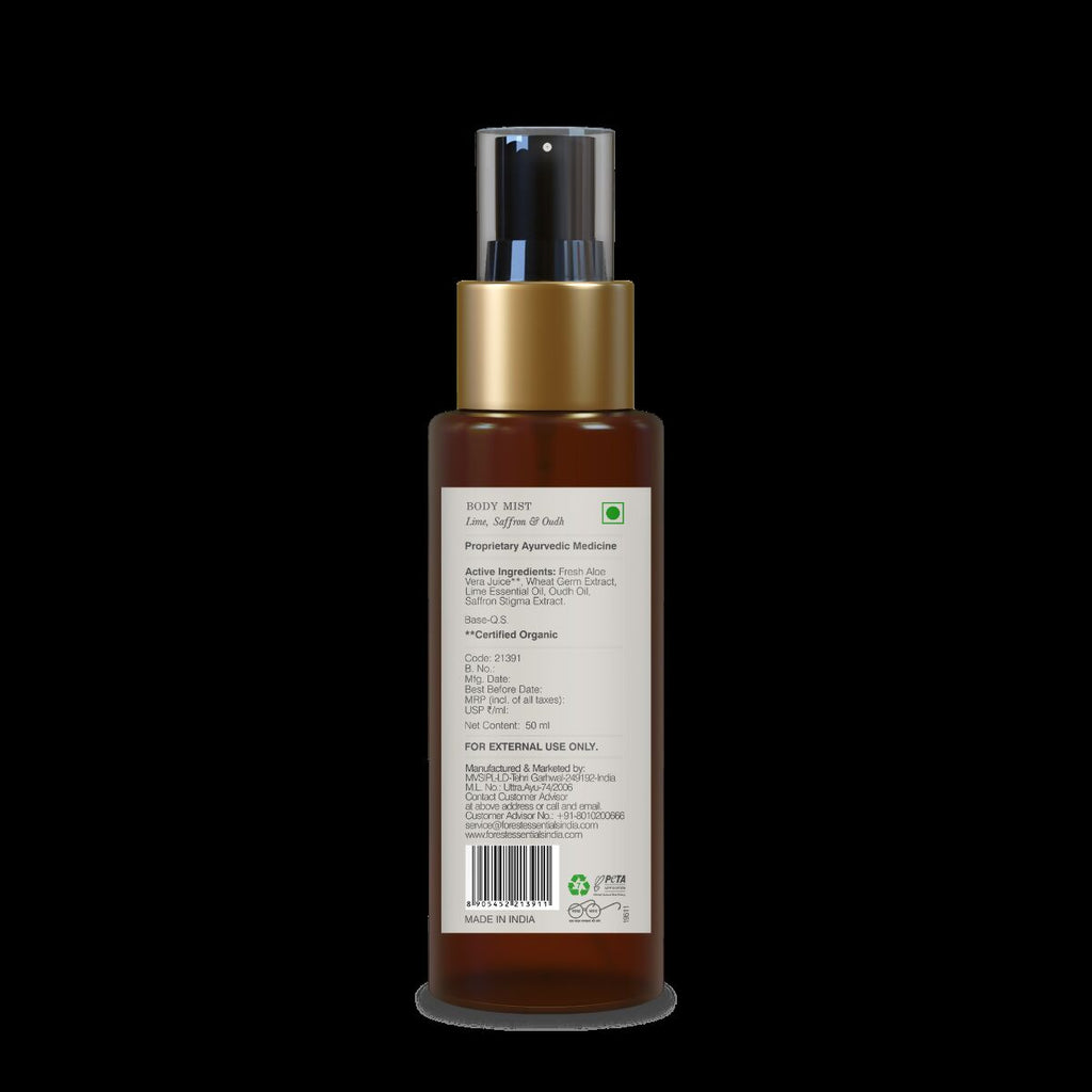 Forest Essentials Scented Body Mist Lime Saffron & Oudh - Distacart