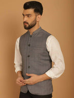 Even Apparels Nehru Jacket With Welt Pockets - Grey