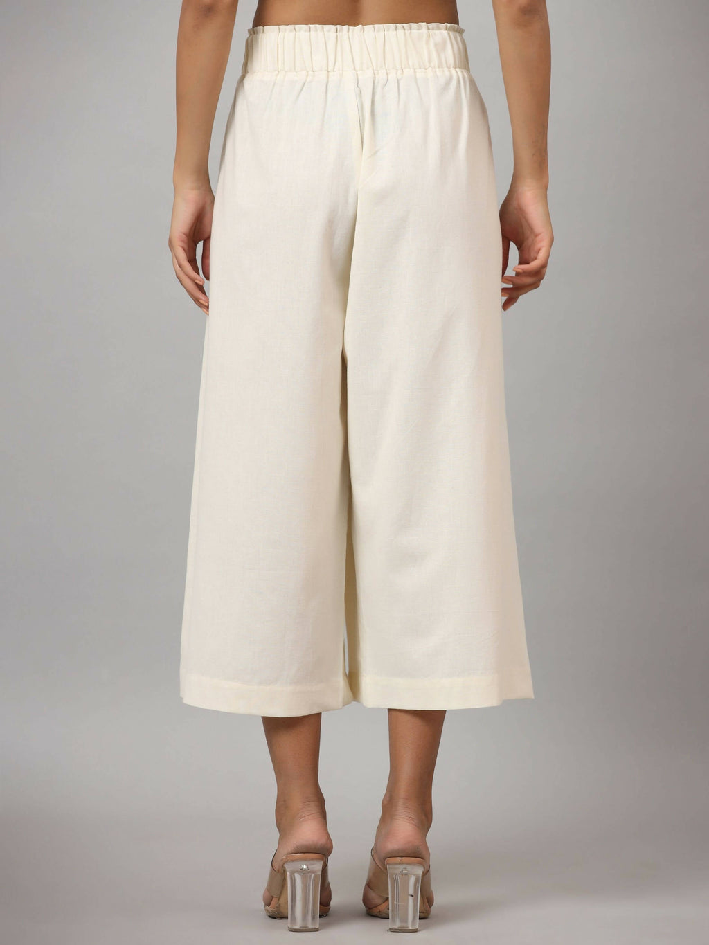 Juniper Women's Ivory Cotton Flex Flared Culottes - Distacart