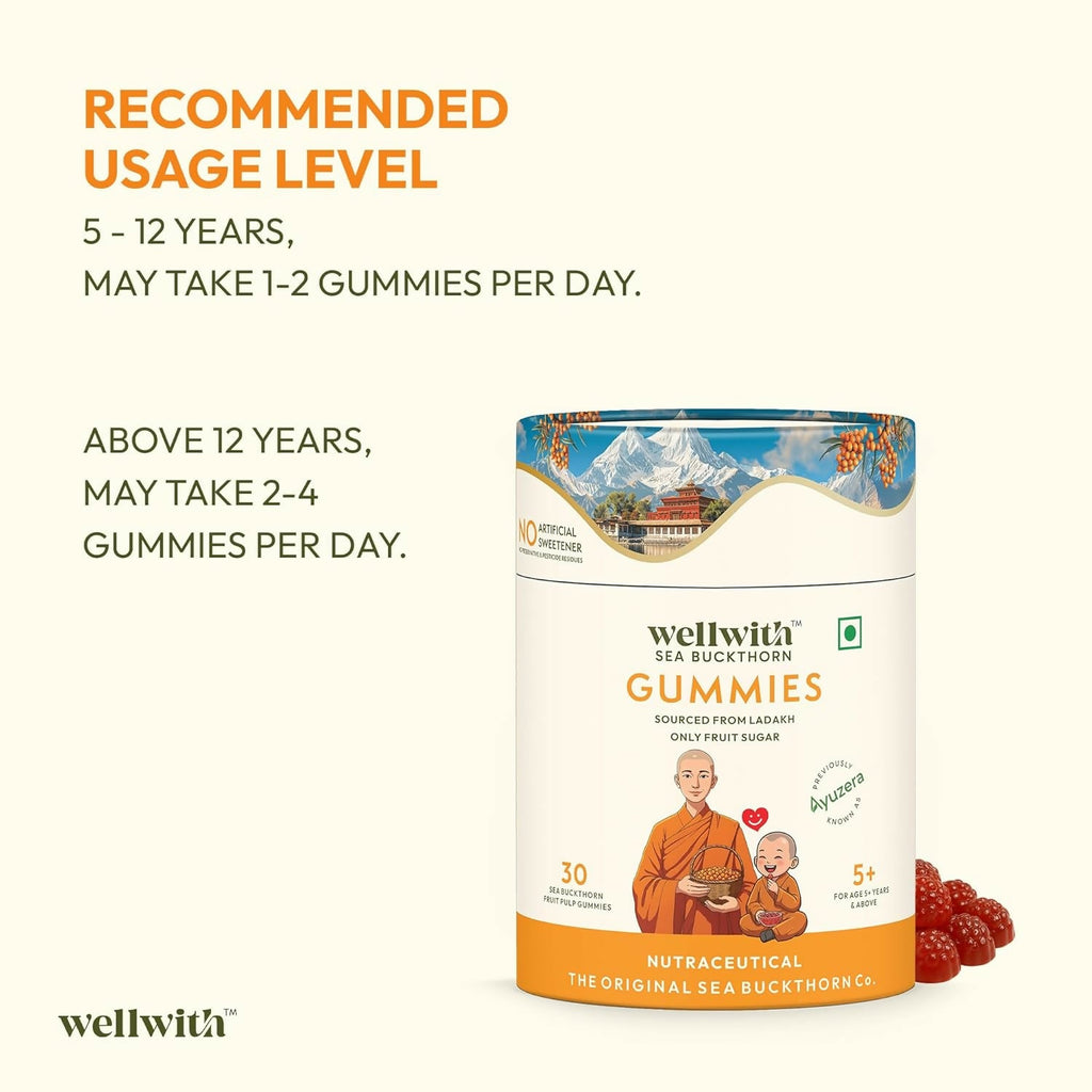 Wellwith Sea buckthorn Vitamin C Rich, multivitamin supplement, Immunity Gummies