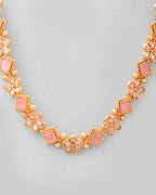 VOJ Gold Tone Kundan And Pink Stone Studded Jewellery Set