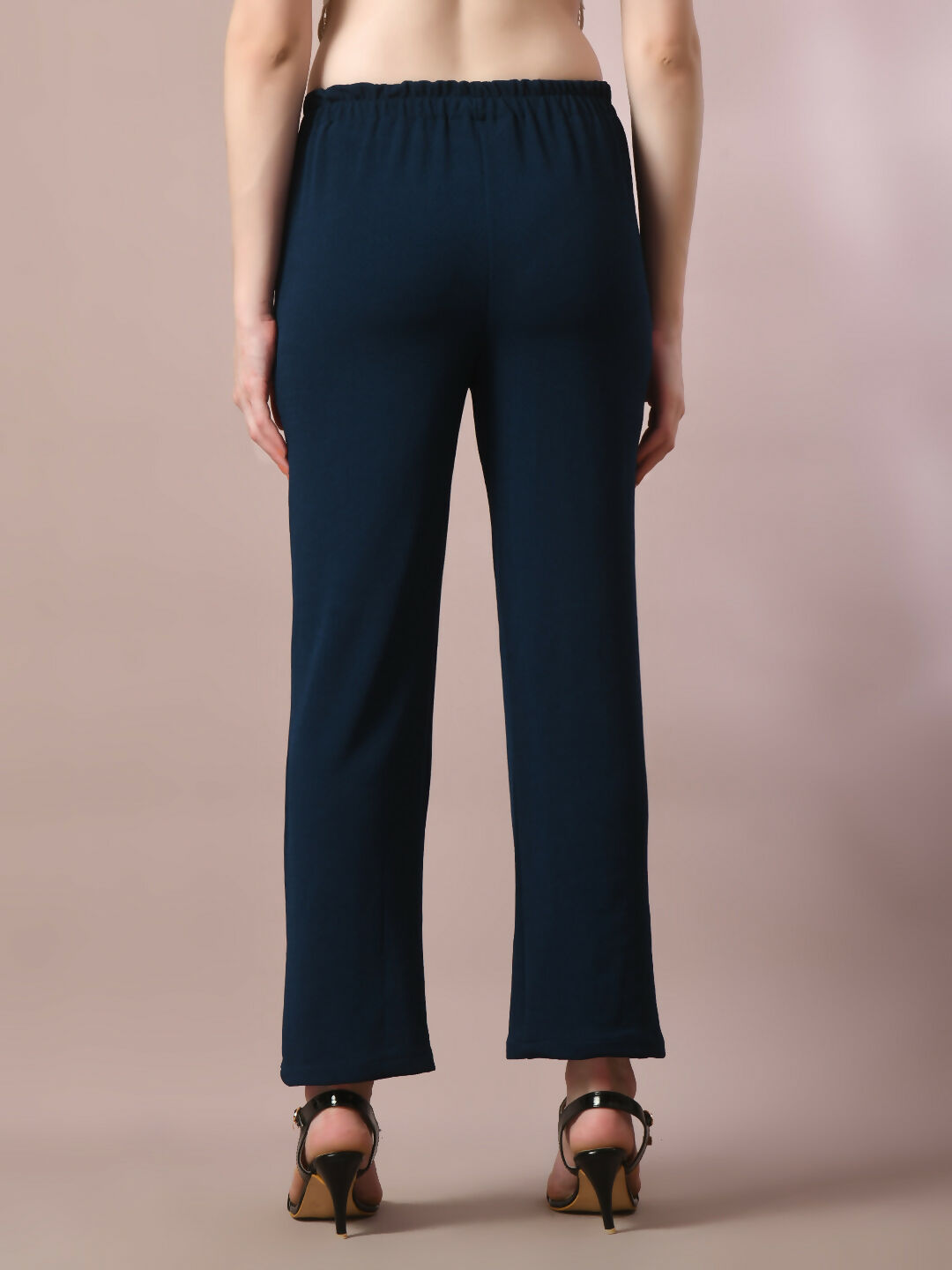 Myshka Women'sNavy Blue Solid Party straight Trousers