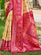 Shree Shyam Fashion Cream Soft Silk Saree - Distacart