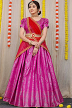DEIANA'S Beautiful Pure Jari Silk Weaving Lehengha Choli - Pink