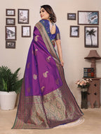 Joban Fashion Banarasi Magenta Small Butti Soft Silk Saree - Distacart