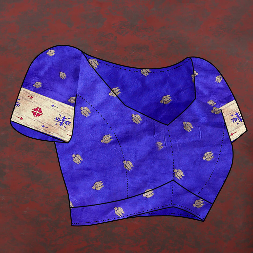 Lorenvalley Fashion Blue Soft Paithani Silk Woven Design Gold Zari Meenakari Weaving Saree