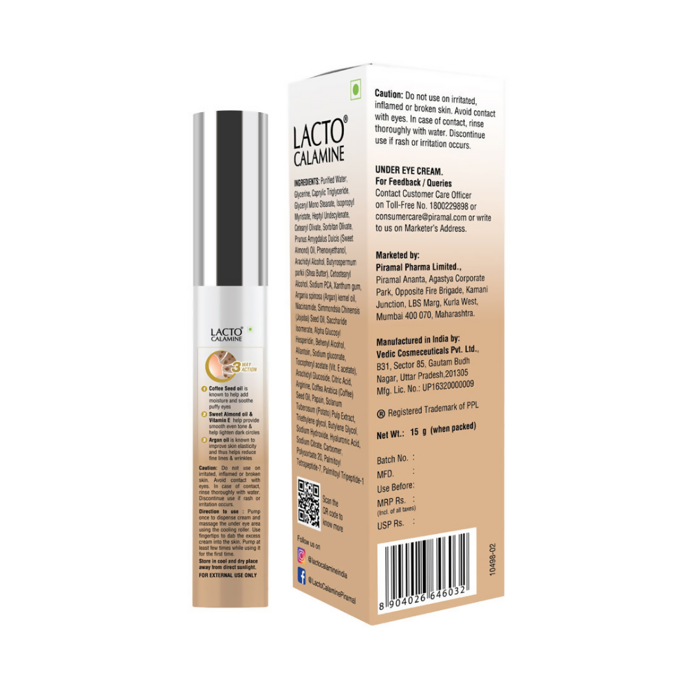 Lacto Calamine Under Eye Cream for Dark Circles, Puffiness