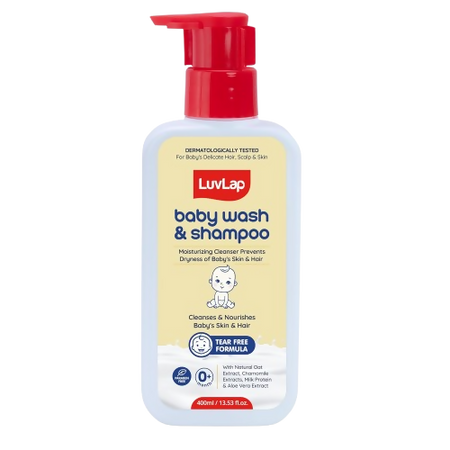 LuvLap Baby Wash & Shampoo with Chamomile, Milk Protein, Oatmeal & Shea Butter