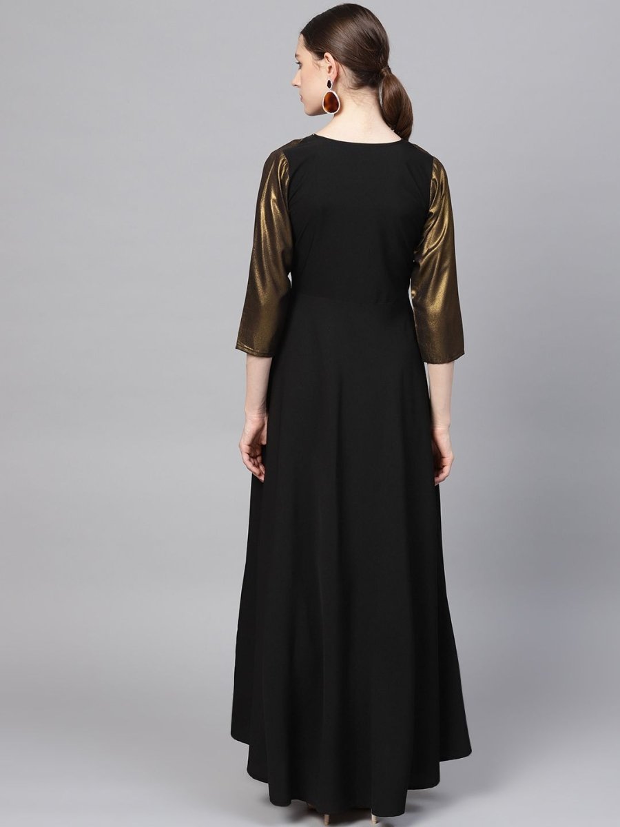 Ahalyaa Women's Black Crepe Dress with Attached Jacket - Distacart