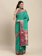 Shree Shyam Fashion Silk Blend Rama Saree - Distacart