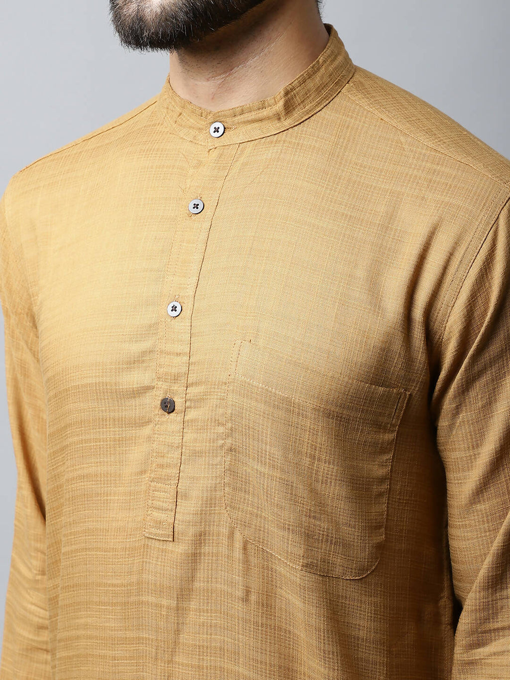Even Apparels Brown Color Pure Cotton Men's Kurta With Band Collar (SLD1177) - Distacart