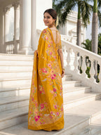 Aastha Fashion Mustard Premium Russian Silk Designer Floral Position Print Saree - Distacart