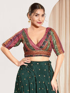 Joban Fashion Magenta Brocade Padded Blouse With V Neck Elbow Sleeves - Distacart