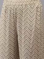 Yufta Women Beige & Green Ethnic Motifs Printed Cotton Kurta with Trouser With Dupatta
