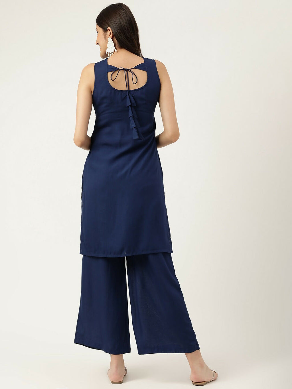 Joban Fashion Navy Blue Rayon and Embroidered Work Straight Kurta Bottom Set