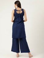 Joban Fashion Navy Blue Rayon and Embroidered Work Straight Kurta Bottom Set