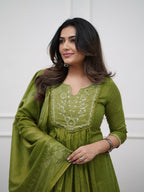 The52 Women's Beautiful Cotton Fabric Embroidery Work Straight Kurta Pant and Dupatta Set - Distacart
