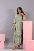 Juniper Women Olive Green Shantoon Floral Printed Maxi Dress - Distacart