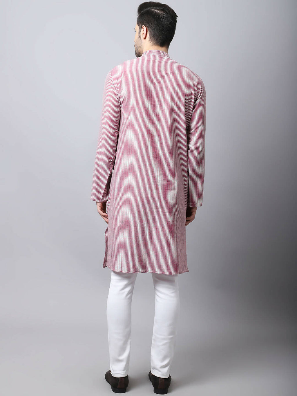 Even Apparels Red Pure Cotton Men's Kurta With Band Collar - Distacart