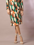 Myshka Women's Multi Printed Knee Length Party Embellished Skirts