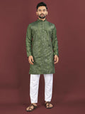 Anaita Dark Green Embroidered Silk Straight Kurta