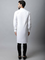 Even Apparels White Color Pure Cotton Solid Men's Kurta With Shirt Collar (SLD1203) - Distacart